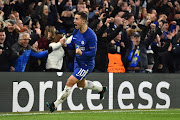 Chelsea star forward Eden Hazard celebrates. 