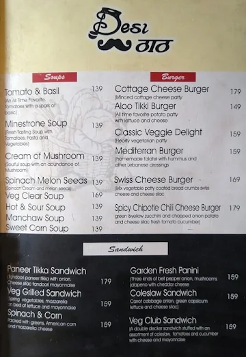 Desi Thaath menu 