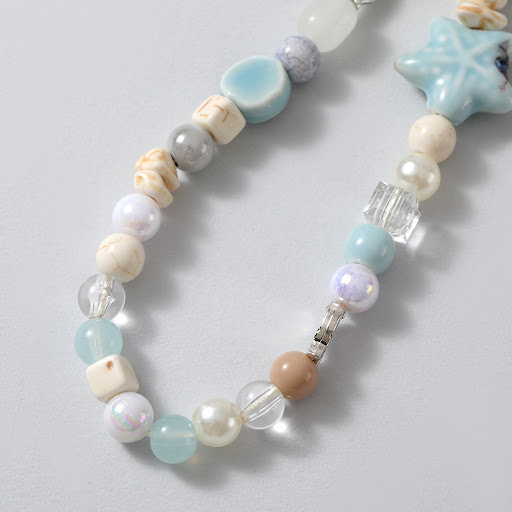 Title 5, Beaded Ceramic Starfish Mobile Phone Lanyard, a...