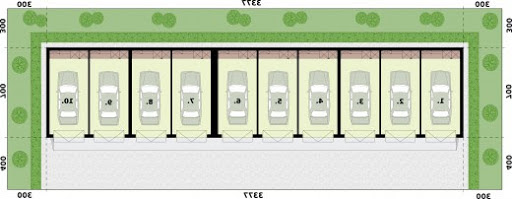 G343 Garaż Dziesięciostanowiskowy - Rzut parteru