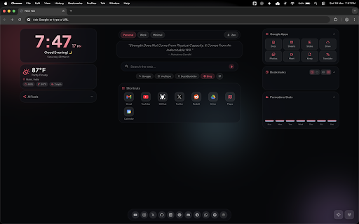 OmSpace - New Tab Dashboard screenshot 1