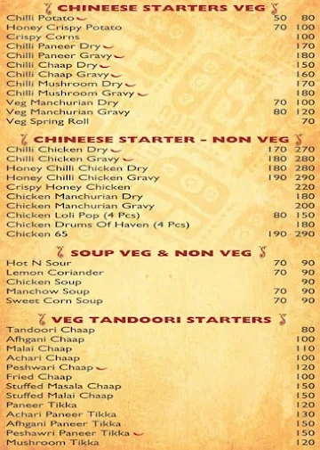 Platter King menu 