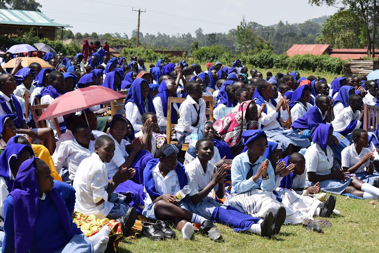 Students of Menyenya High School in Nyamira County During a Parents day at their School Last year.