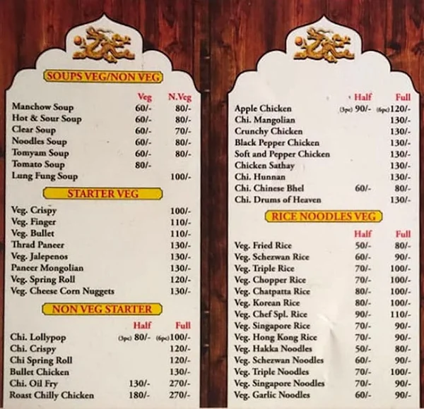 Chinese Haveli menu 