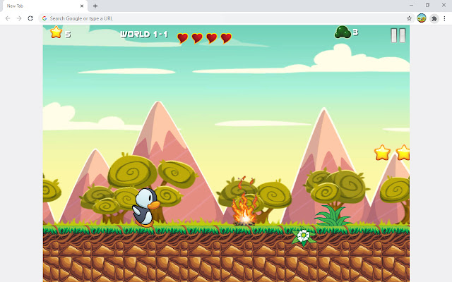 Penguin Adventure Game chrome extension