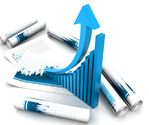 blue arrow going up off off chart