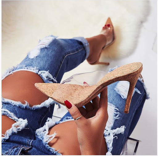 Title 3, Fish Mouth Stiletto Transparent High-Heeled San...
