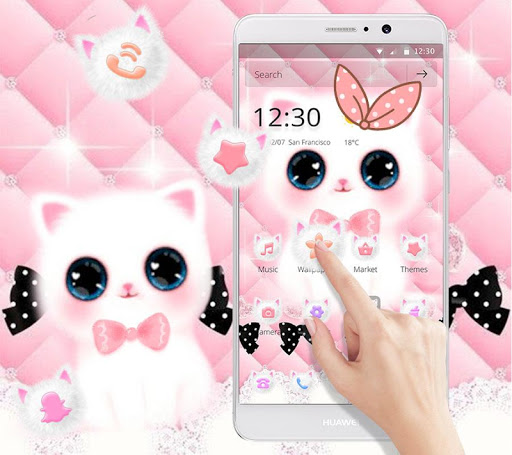 Cute Pink Water Eyes Kitty Theme