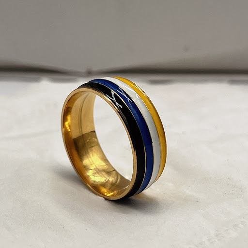 Title 3, Mens Rainbow Multi-color Drip Ring Tide Titani...