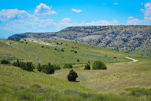 green hills and winding road in this luxury land for sale in Manhattan ($499,900 - 171,142 m²)