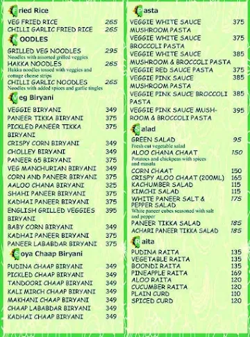 Veggie Factory menu 