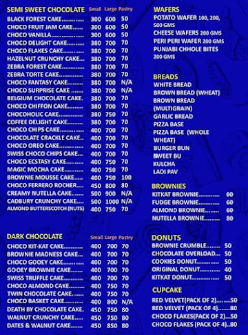 Souffle Cake Shop menu 