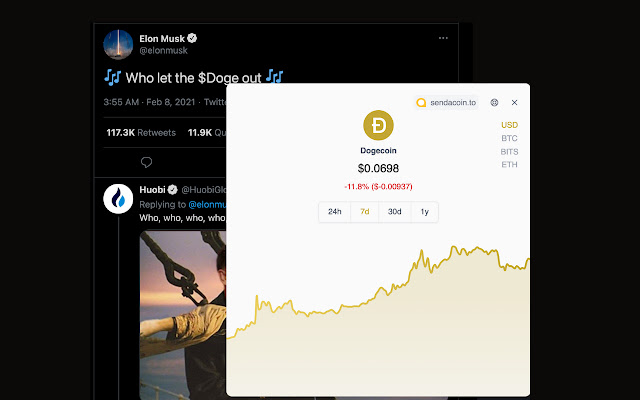 Cryptocurrency price updates on twitter chrome extension