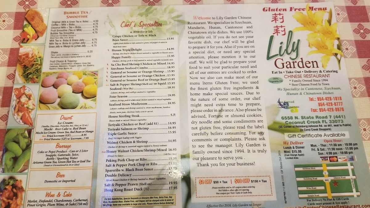 Gluten-Free at Lily Garden Chinese Restaurant