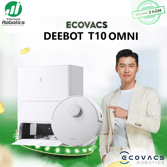 Robot Hút Bụi Lau Nhà Ecovacs Deebot T10 Omni - Trắng Bản Quốc Tế - App Tiếng Việt, Trợ Lý Ảo Yiko, Hàng Nhập Khẩu Chính Hãng Full Vat, Bảo Hành Chính Hãng 24 Tháng Bởi Vietnam Robotics