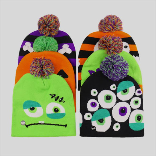 Title 1, Halloween Knitted Hat with Pumpkin Ghost Skull,...