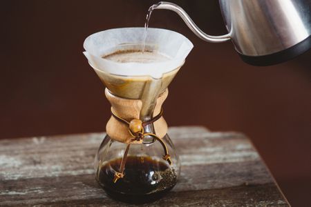 Picture of Hot Water being Poured into a Coffee Filter 