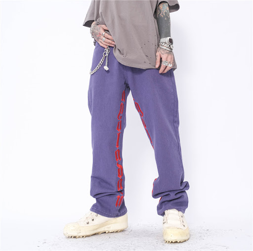 Title 6, Mens Letter Embroidery Jeans European and Amer...