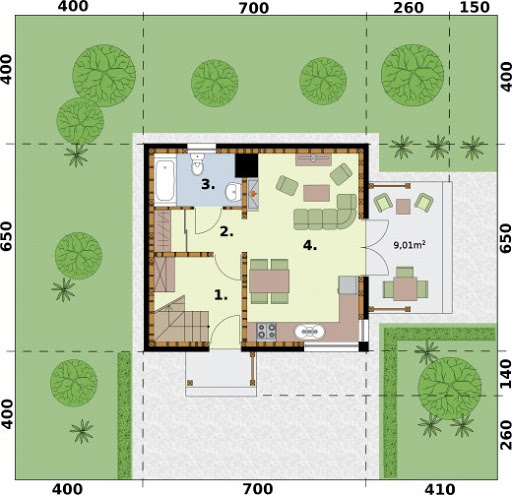 Orlean 7 C dom mieszkalny, całoroczny szkielet drewniany - Rzut parteru