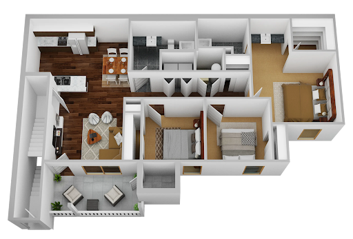 Go to Three Bed, Two Bath 40% Floorplan page.