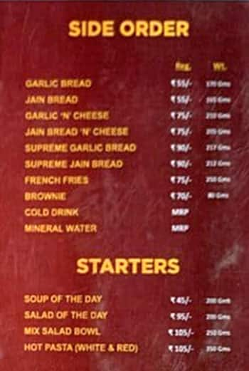 William John's Pizza menu 