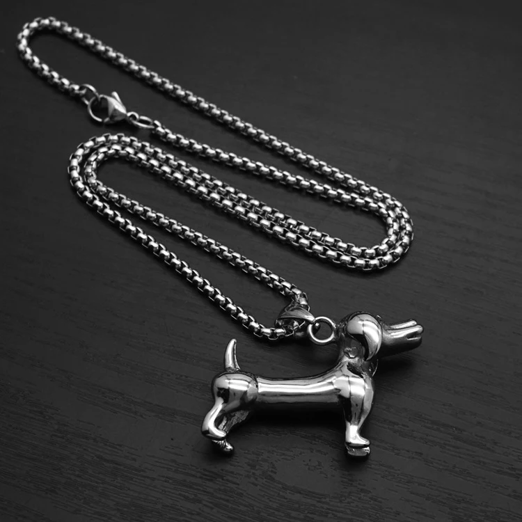 Title 3, Collier pour homme avec pendentif Teckel en aci...