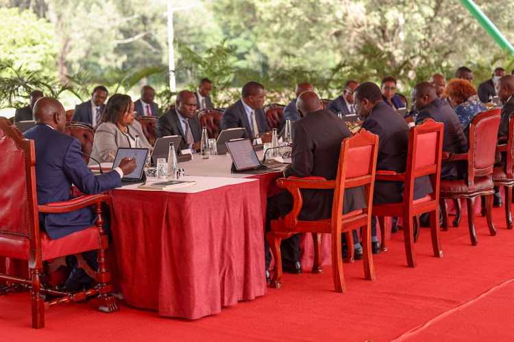 Cabinet Secretaries during a cabinet meeting at State House, Nairobi on January 15, 2024
