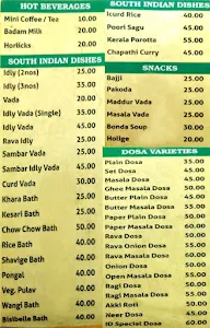 Indira Darshini menu 1