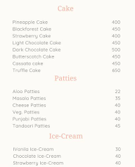 Cake City menu 1