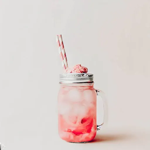 Hibiscus Raspberry Ice Cream Soda [450 Ml, Mason Jar]