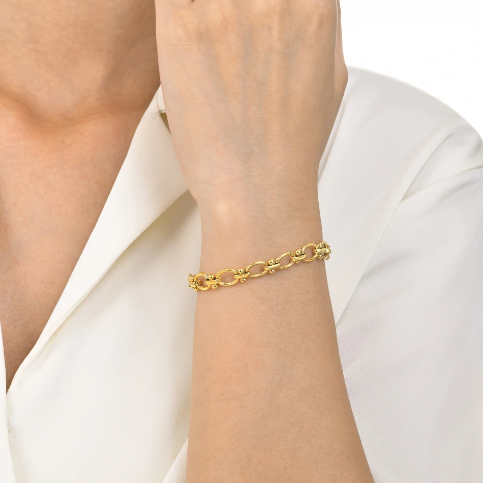 Titan-Stahl Damen Fashion Kreis-Perlen Armband. Stilvolles Accessoire für Damen, modisch, langlebig und ideal für jeden Anlass. Perfekt für den Alltag.
