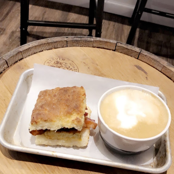 Mighty Breakfast Biscuit and a cappuccino 👌🏼