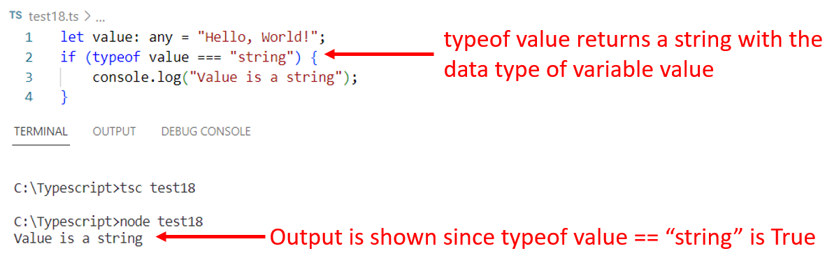 How to check datatype in TypeScript?