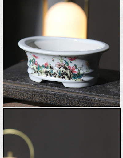 Title 14, Creative Painted Oval Purple Clay Flower Pot, S...