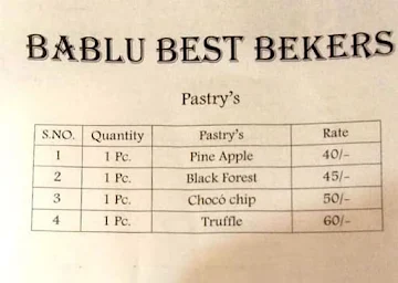 Bablu Best Bakers menu 