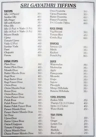 Gayathri Udipi Tiffins menu 1