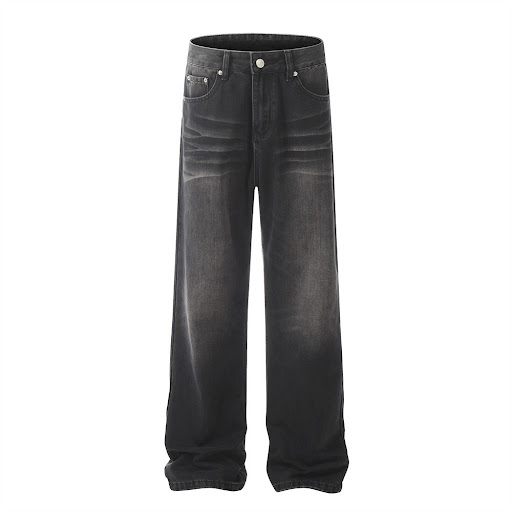 Title 2, Washed Black Straight Jeans For Men. Comfortabl...