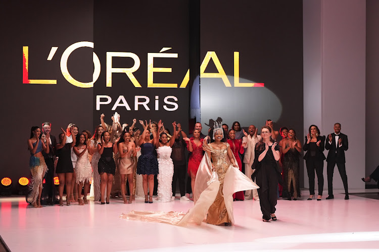 Bonang Matheba leads the runway at the L'Oreal show.