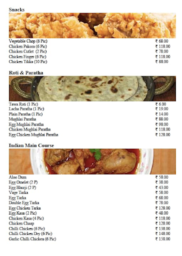 Salim Biryani menu 