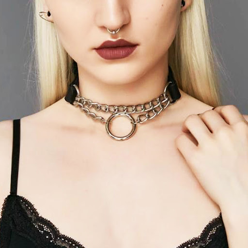 Title 2, Personality Fashion PU Leather Ring Neckband Ne...