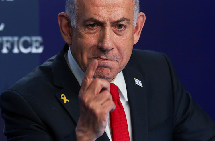 Israeli Prime Minister Benjamin Netanyahu speaks during a press conference in Jerusalem on May 21 2025. Picture: REUTERS/RONEN ZVULUN