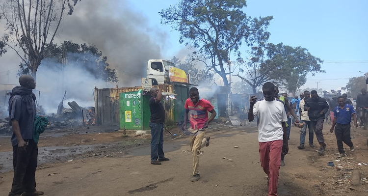 Jua Kali traders are counting losses after their business premises caught fire amidst intense protest in Kisumu County on July 12, 2023.