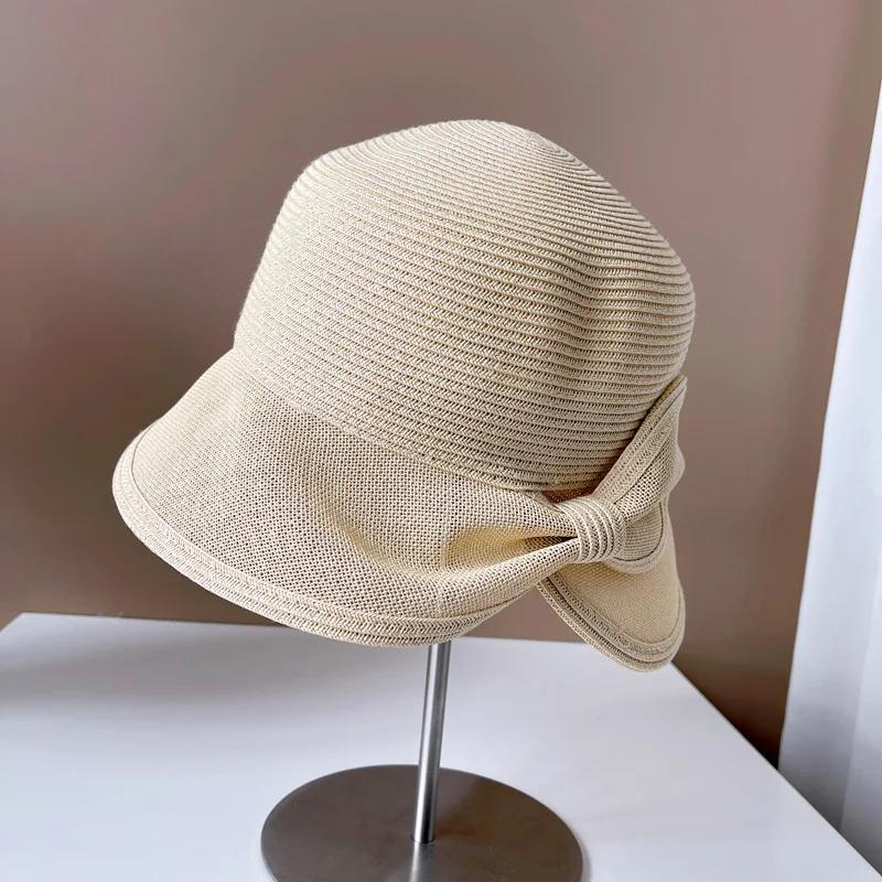 Chapeau de pêcheur en tissu de papier avec nœud arrière, ouverture pour épissure, respirant et idéal pour l'été.