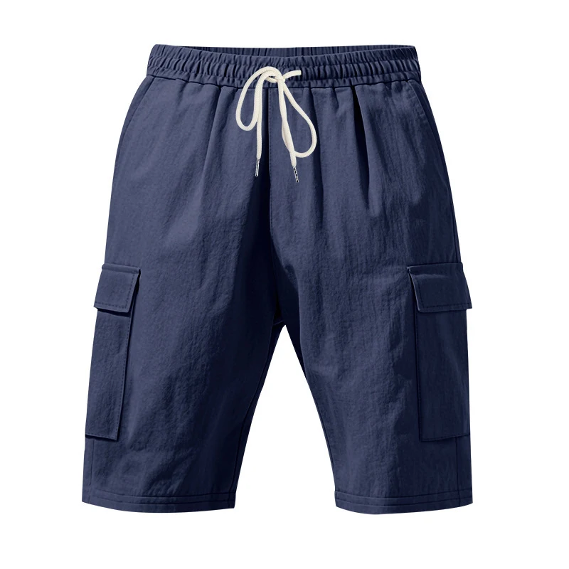 Heren luchtig linnen casual shorts met meerdere zakken, losse pasvorm, ideaal voor strand en vrije tijd.