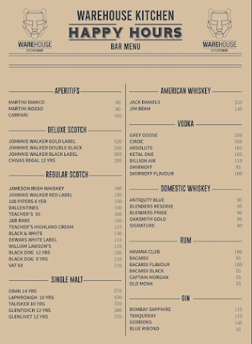 Warehouse Kitchenbar menu 