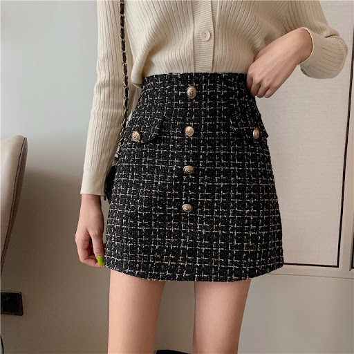 Title 17, Womens Plaid A-Line High Waist Tweed Skirt for...