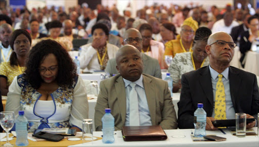 Ministers Nomvula Mokonyane and Des van Rooyen, and Limpopo premier Stanley Mathabatha at the summit in Polokwane. PHOTO: ANTONIO MUCHAVE