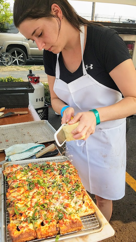 Baby Doll Pizza assembled for Pie Harder a deep dish bruschetta pizza