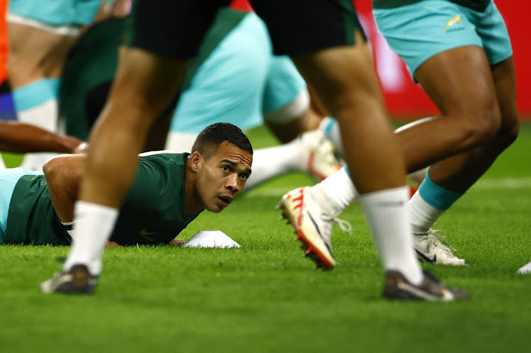 Cheslin Kolbe during the warm up before the match.