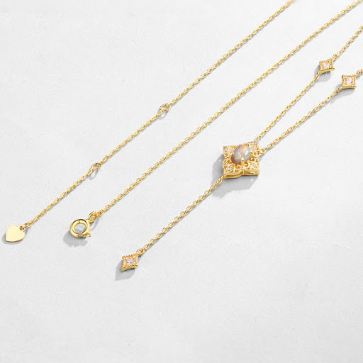Title 1, Vintage Petal Lace Natural Opal Necklace, Enhan...